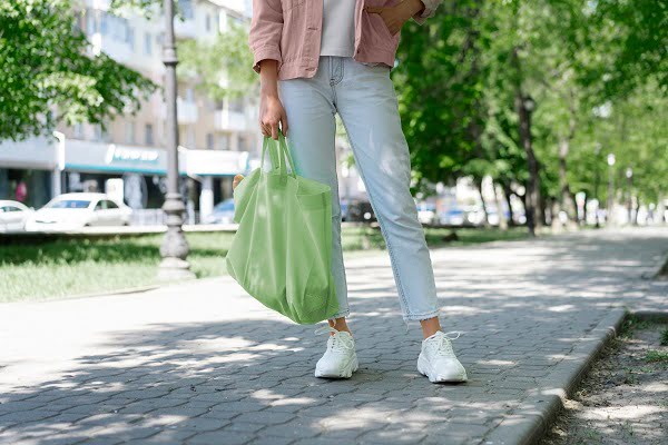 green shopping bags
